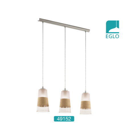 Vintage Twine & Glass Triple Ceiling Fitting