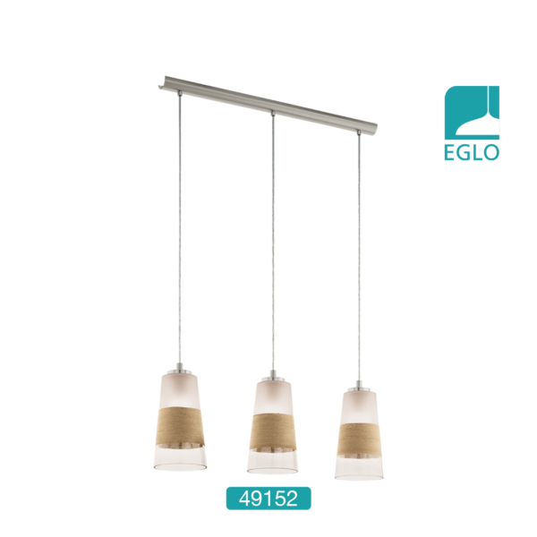 Vintage Twine & Glass Triple Ceiling Fitting