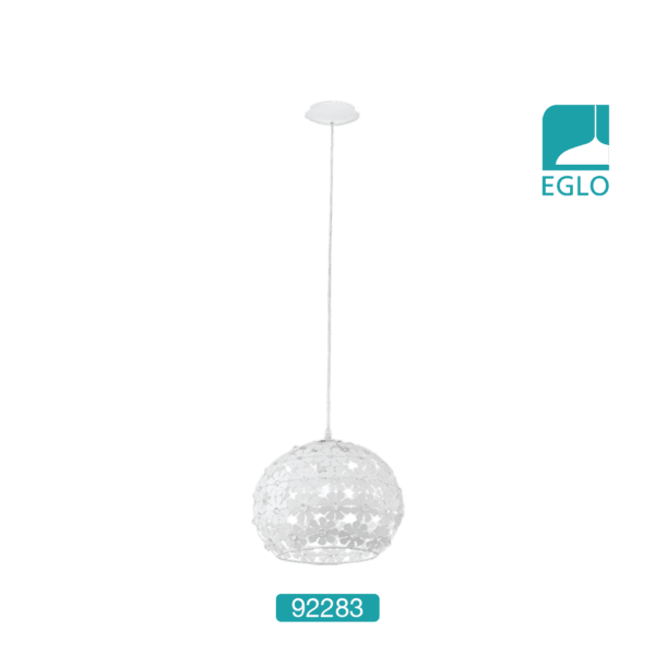Pendant Light White Steel Clear Beads