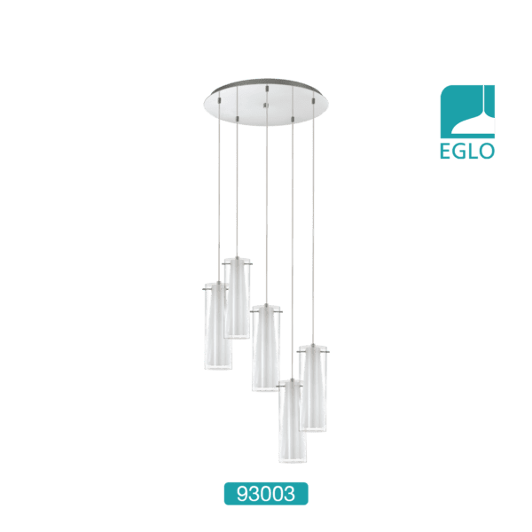 5 Light Glass  Chrome Tubular Pendant