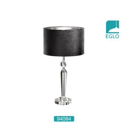 Crystal Table Lamp with Black & Silver Shade