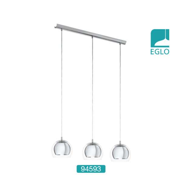 Triple Chrome and Glass Pendant