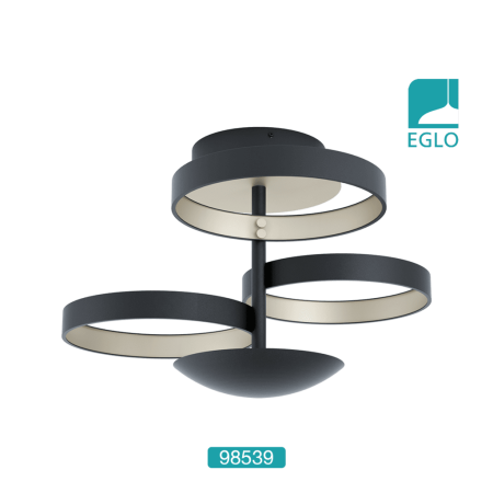 Semi Flush LED Ceiling Light In Black