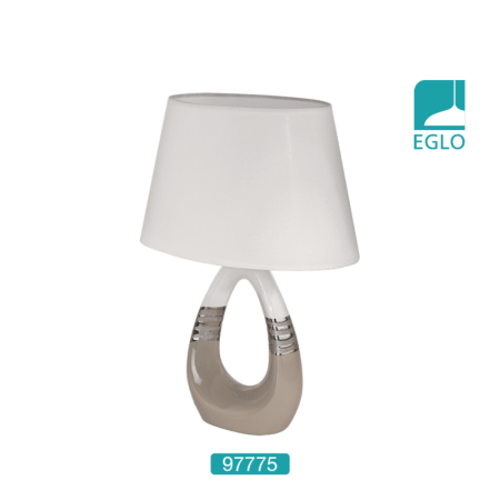Table Lamp Taupe Chrome White