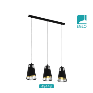 3 Light Ceiling Bar Pendant In Black And Gold