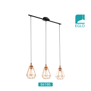 3 Light Ceiling Pendant Copper