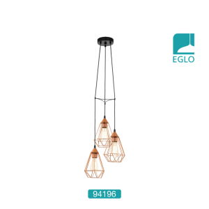3 Light Ceiling Pendant Copper