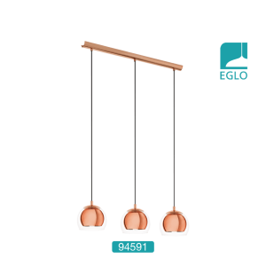 Triple Copper and Glass Pendant