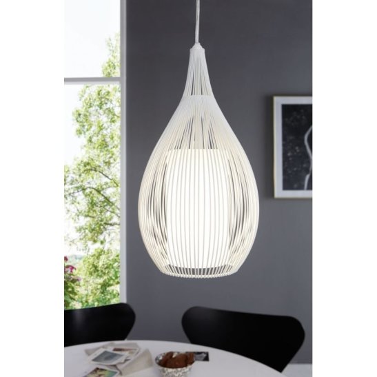 Bright White Steel Cage Ceiling Pendant - Image 3