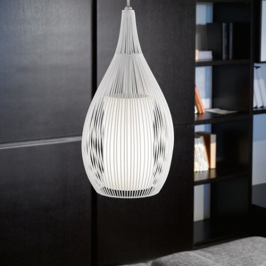Bright White Steel Cage Ceiling Pendant - Image 2