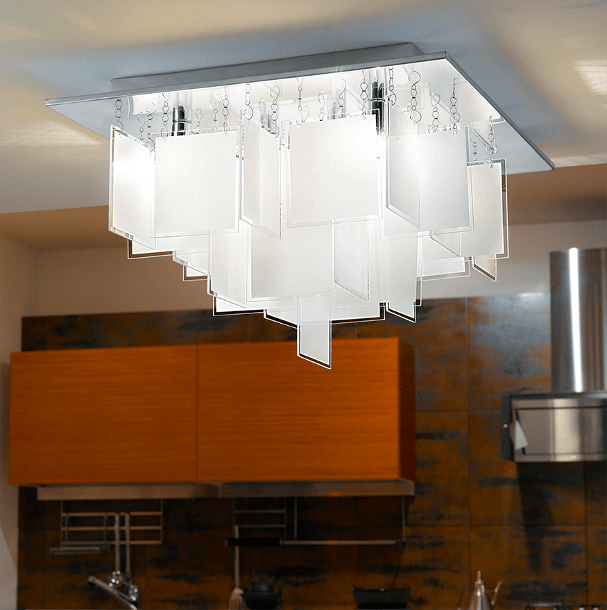 1 Chrome and Satin Partition Shade Ceiling Fitting - Image 2