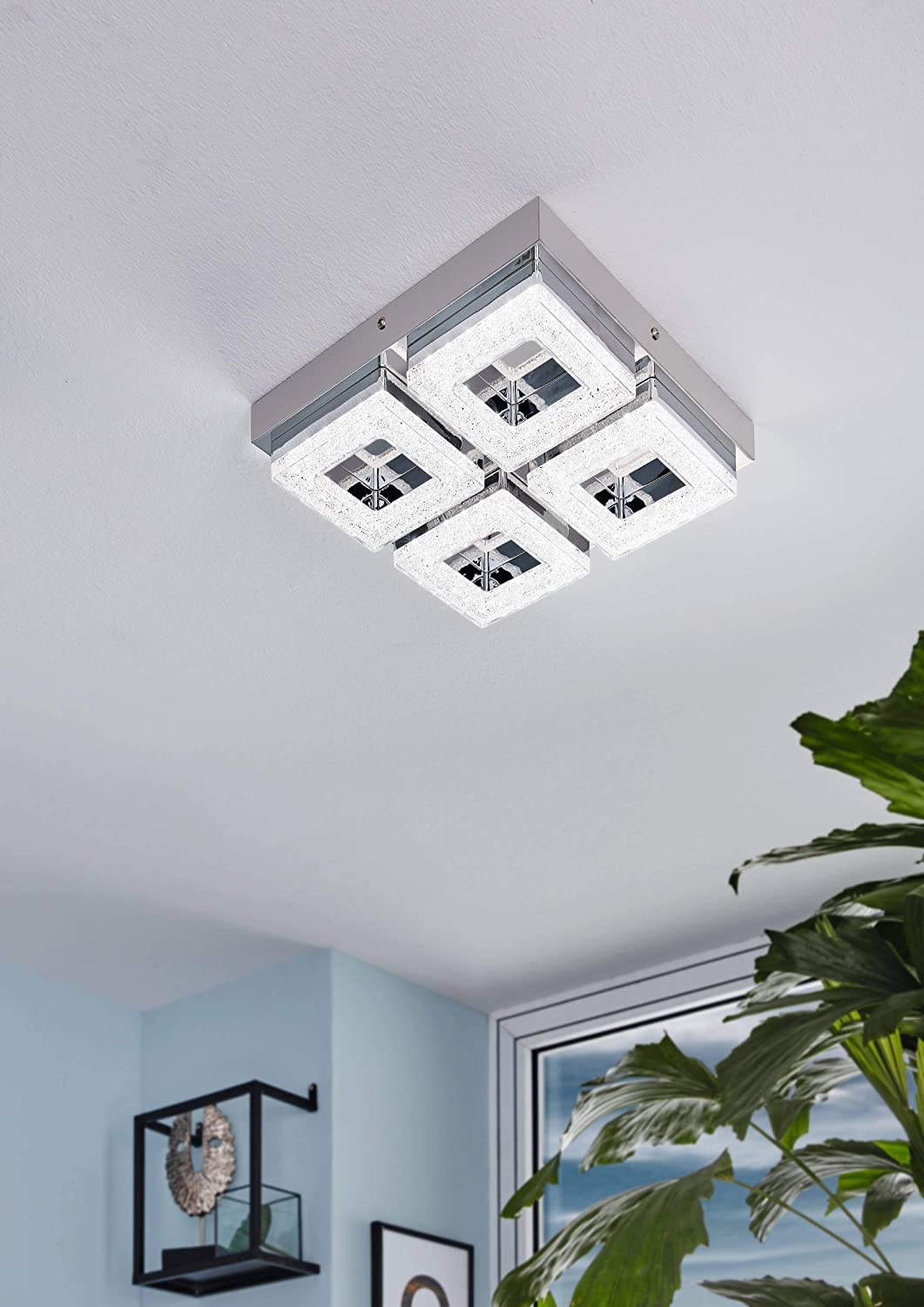 4 Square LED Crystal Ceiling Fitting - Image 2