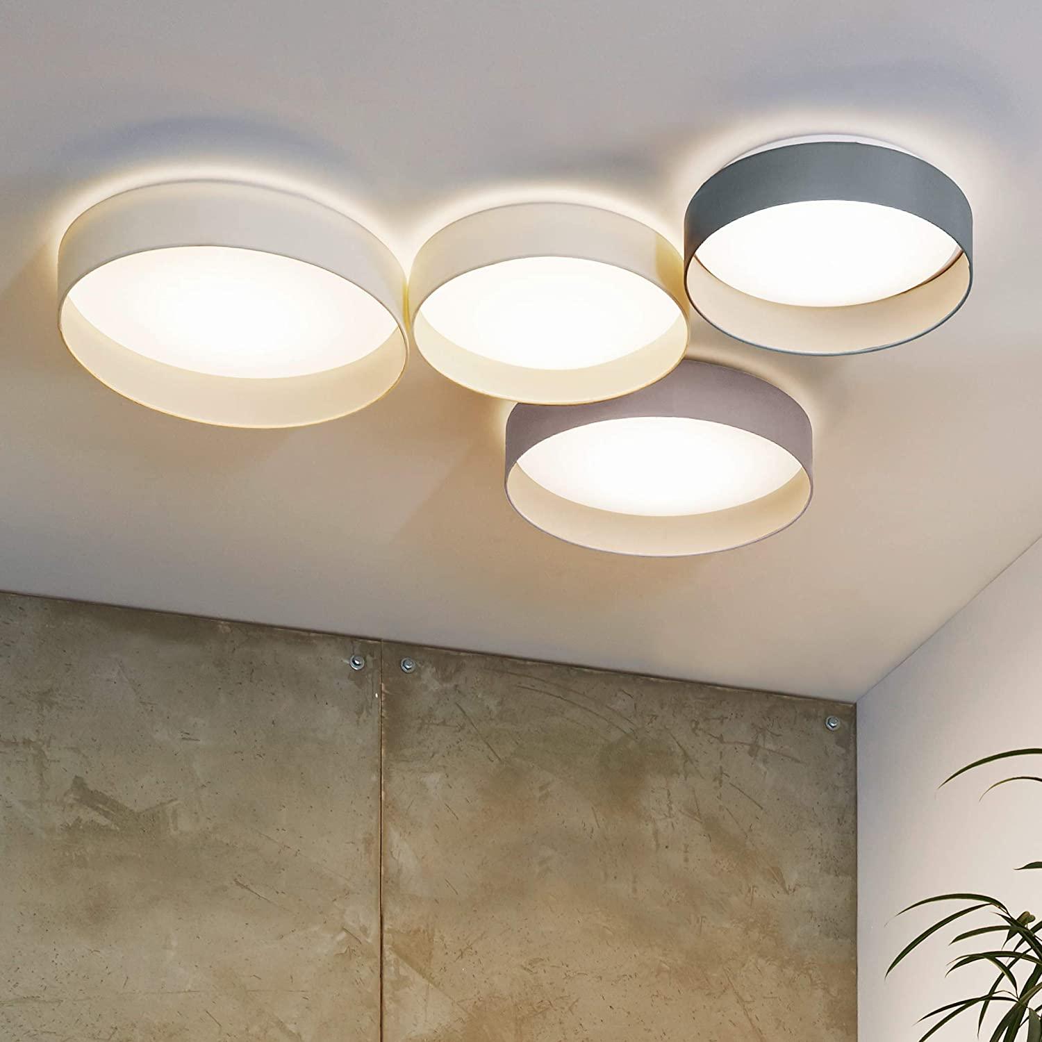 1 LED Flush Ceiling Light In Taupe Fabric - Image 3