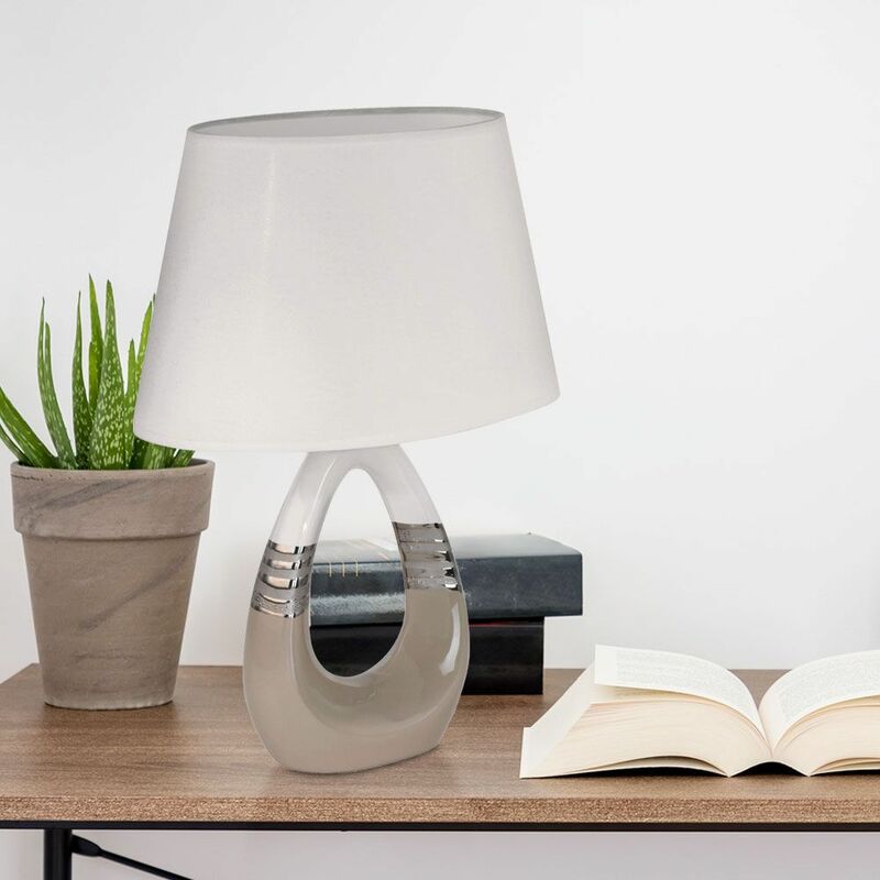 Table Lamp Taupe Chrome White - Image 2