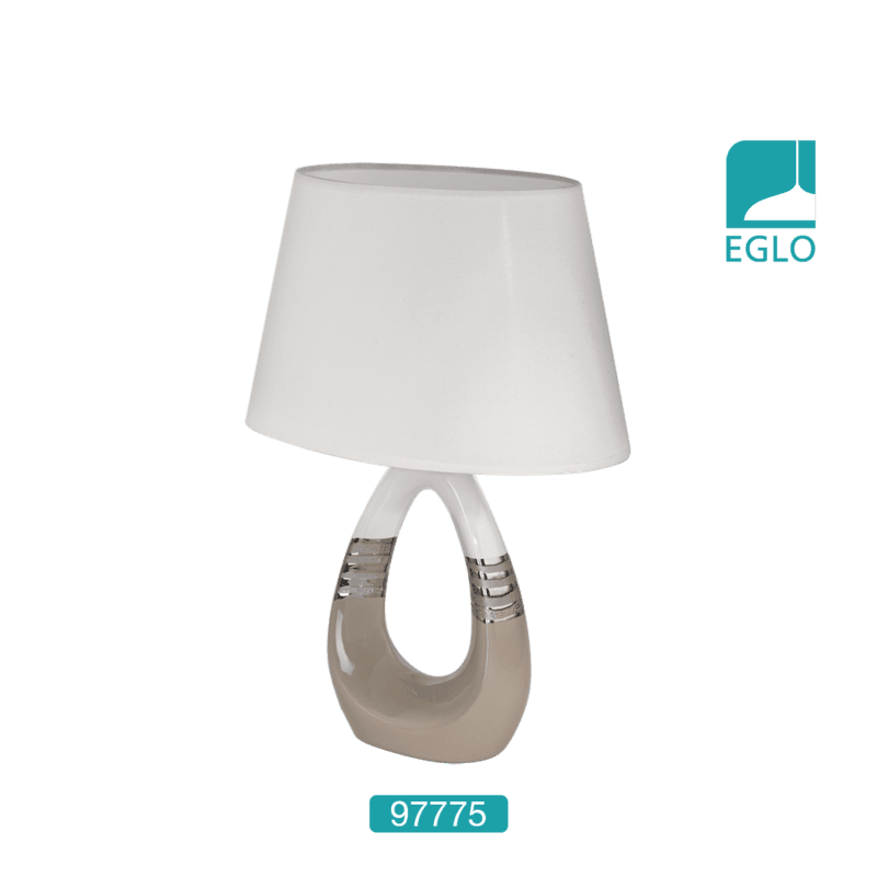 Table Lamp Taupe Chrome White