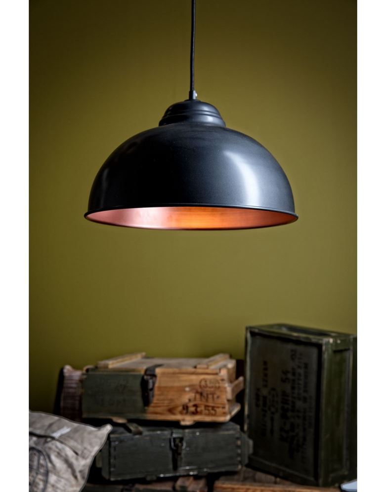 Vintage Black and Copper Pendant Ceiling Light - Image 2